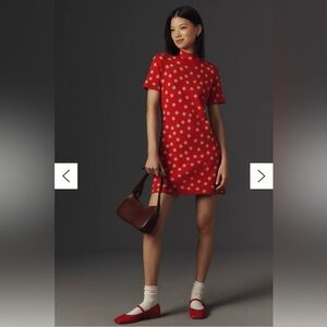 Anthropologie Red Mini Dress